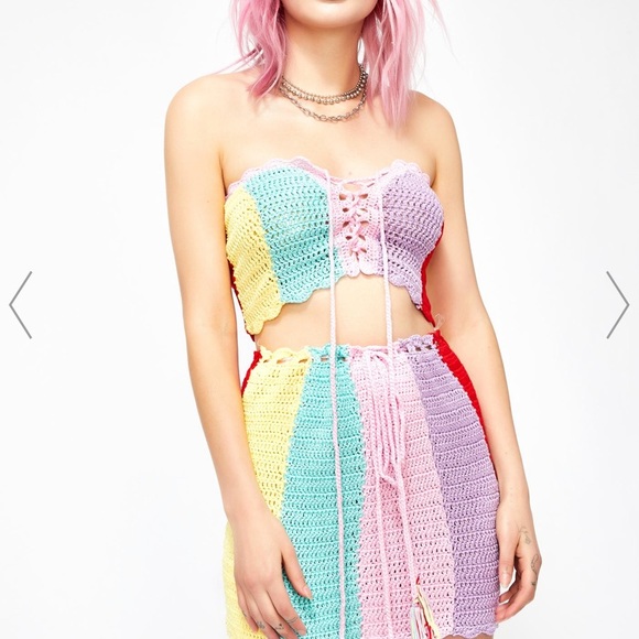 Rainbow crochet two piece dollskill - Picture 3 of 3